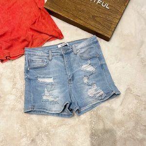 Nina Rossi Distressed Denim Shorts